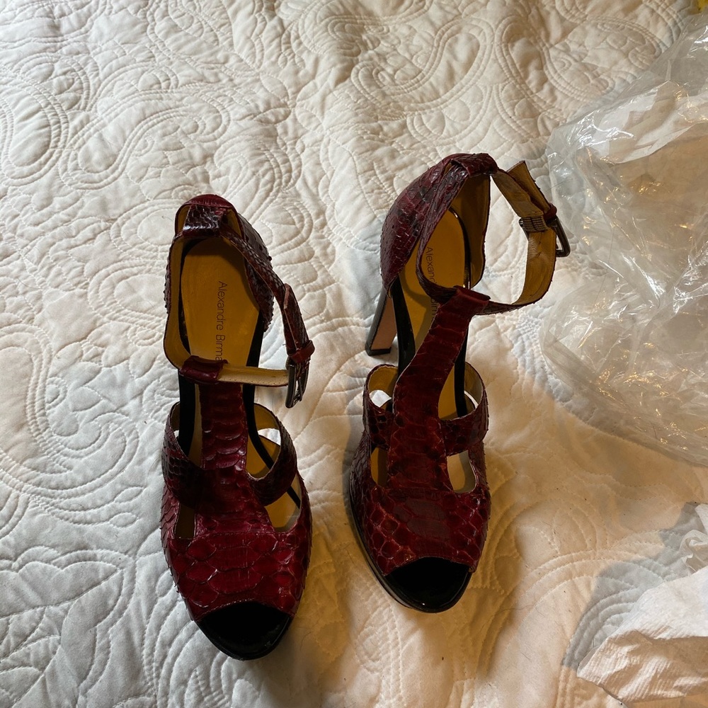 Alexandre Birman Python Red Platform Heels - image 3